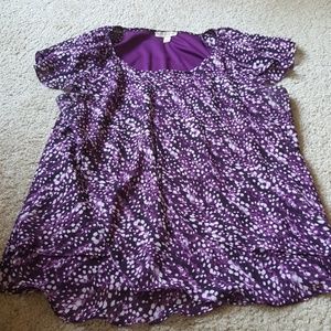 Dressbarn Abstract Print Ruffle Sleeve Tiered Top